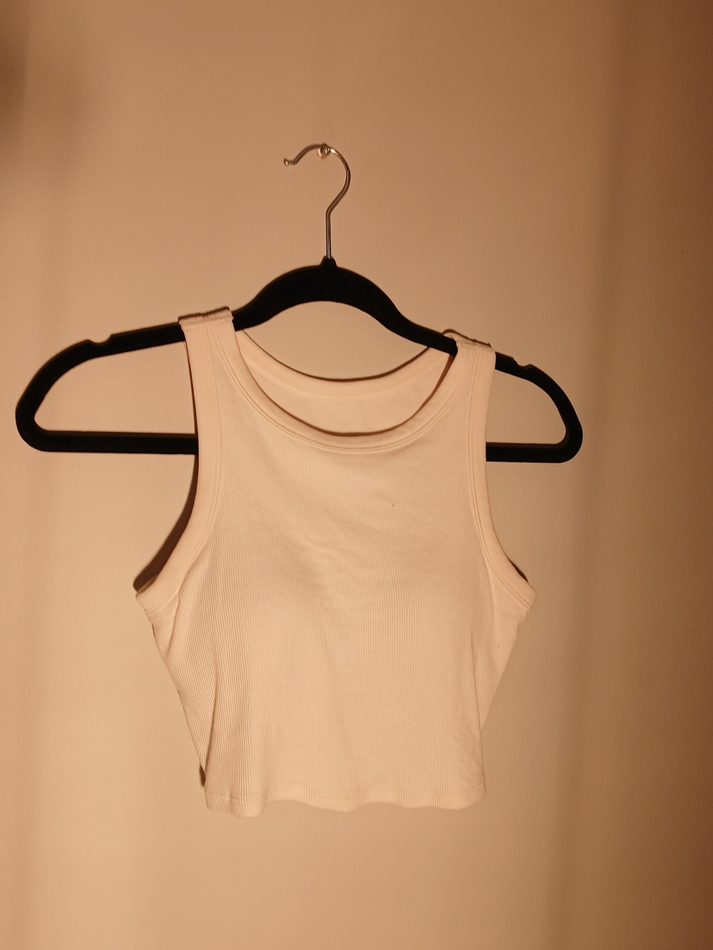 Ribbed Crewneck Crop Tank Top - Cream